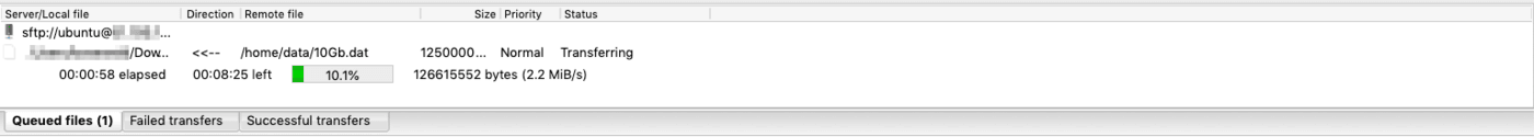 Progresso da transferência sftp