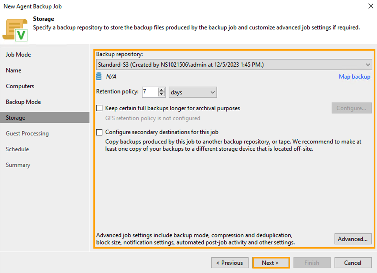 Storage - backup repostory