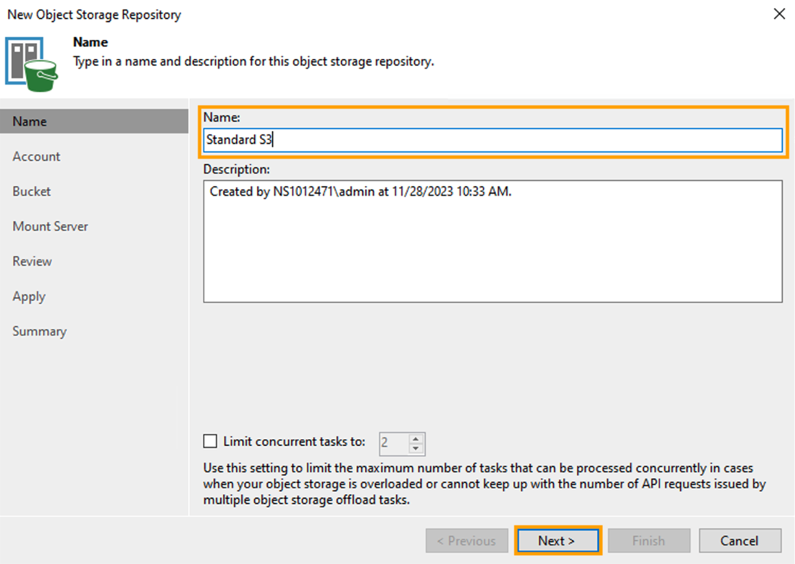 Veeam - repository name