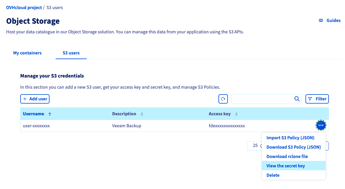 Object storage - keys