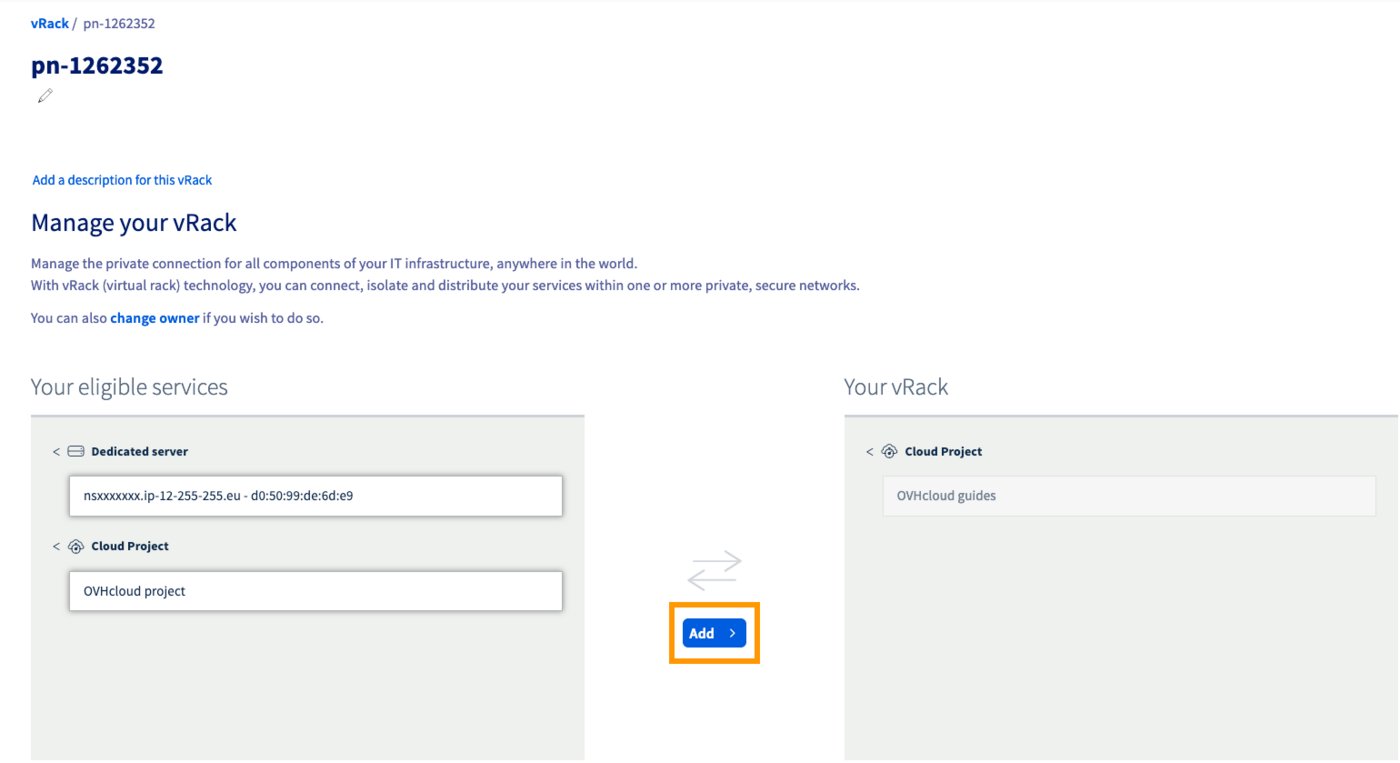 Selección del vRack