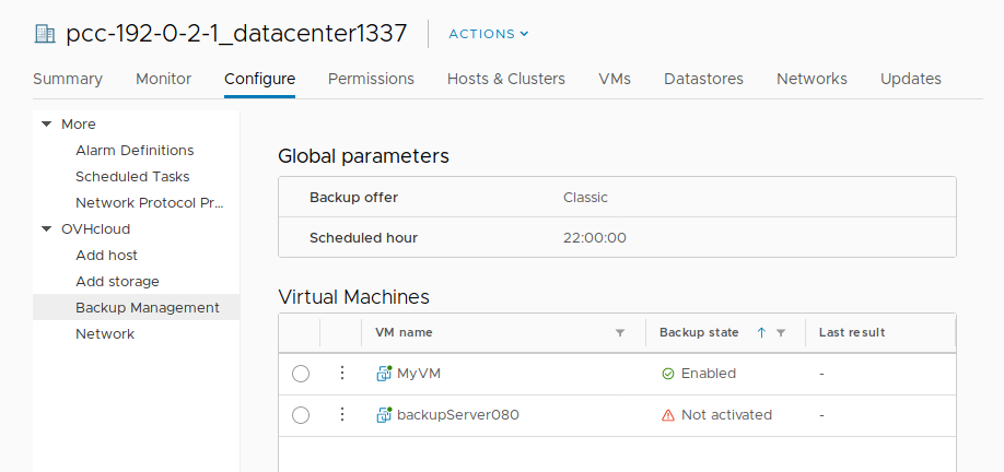Restauration du backup