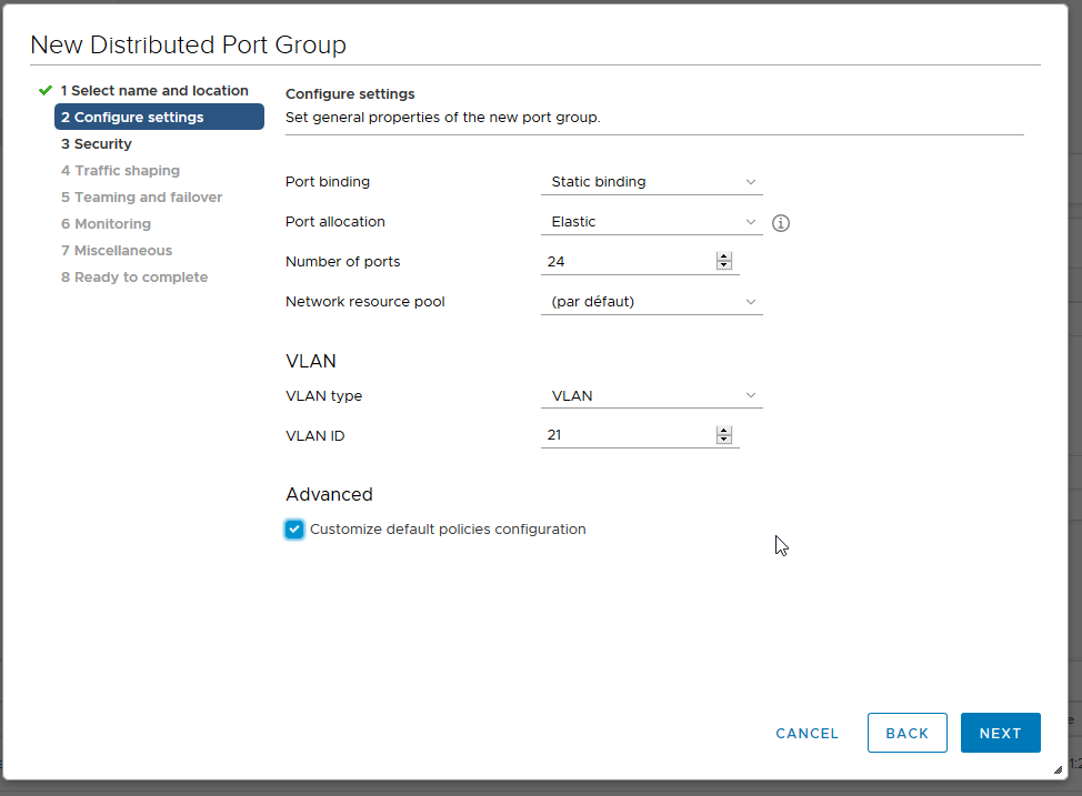 configuration portgroup
