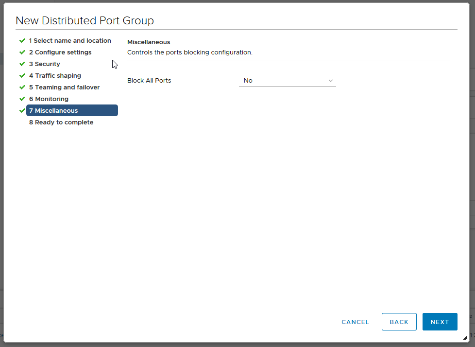 finalisation portgroup