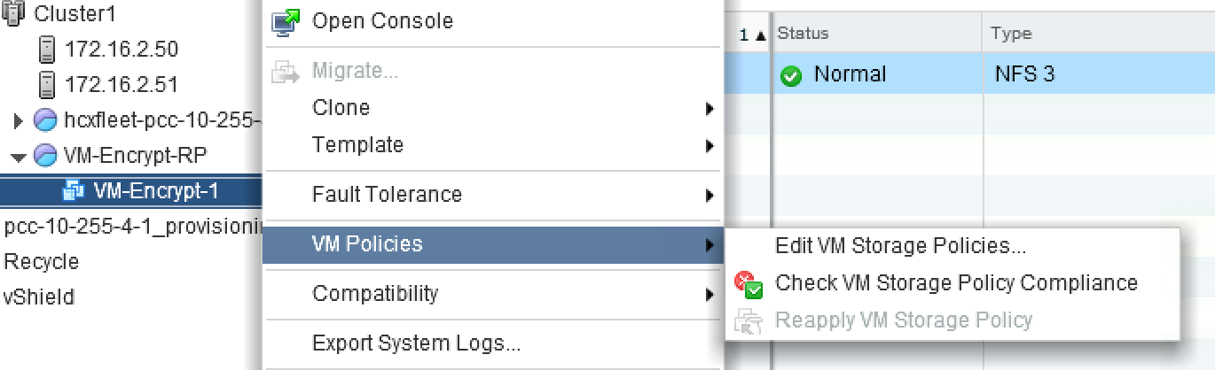 VM encryption storage