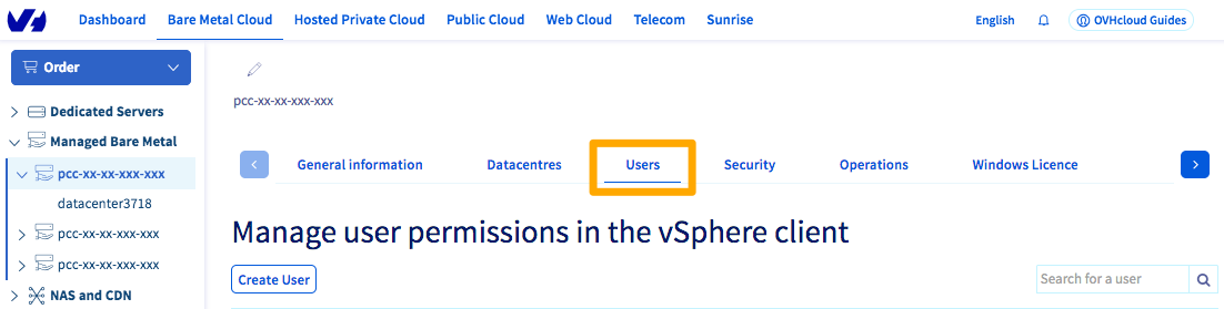 Usuario vSphere