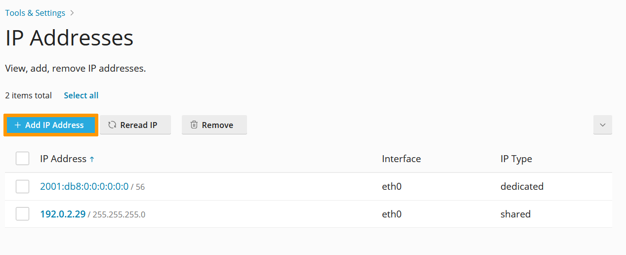 aggiungi informazioni IP