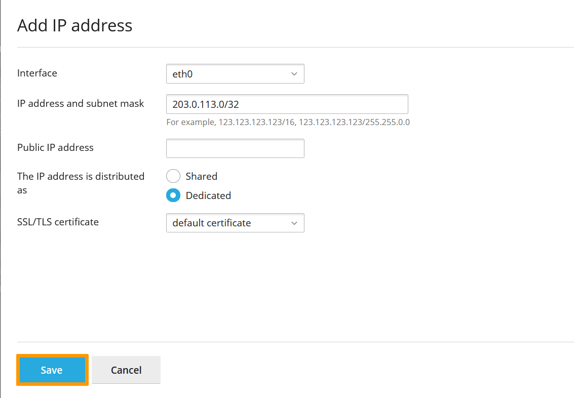 aggiungi informazioni IP