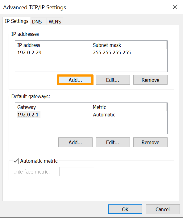 sezione di configurazione avanzata