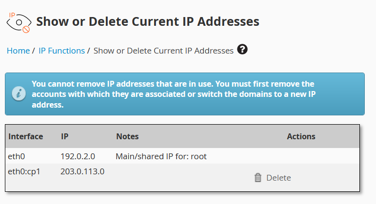 check configured IP