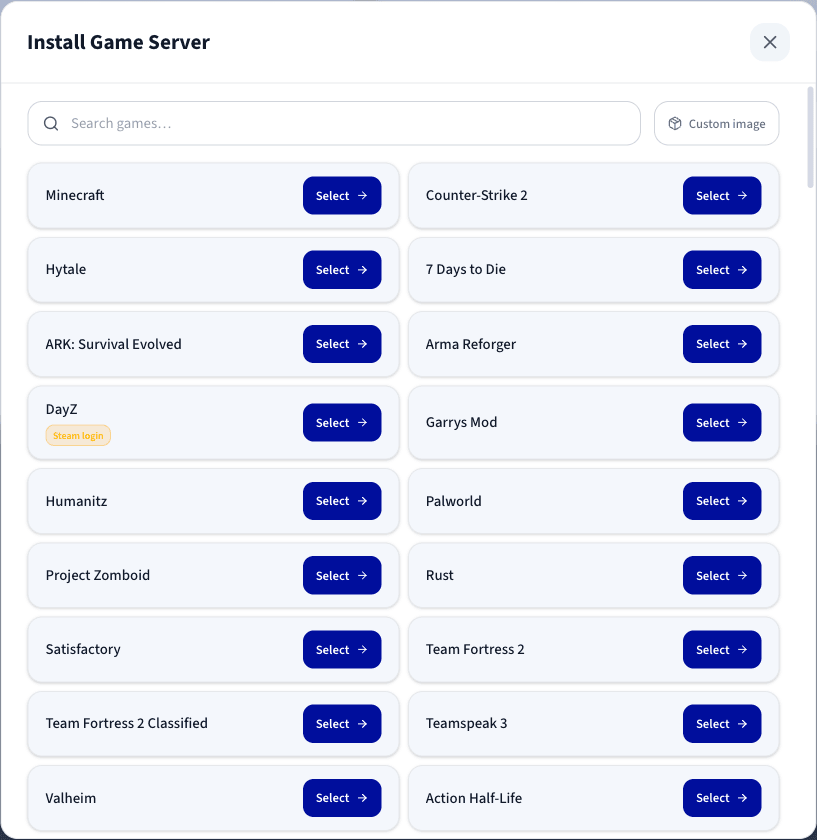 Sélection de Hytale dans la liste des jeux