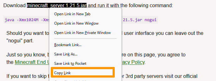 Download do servidor