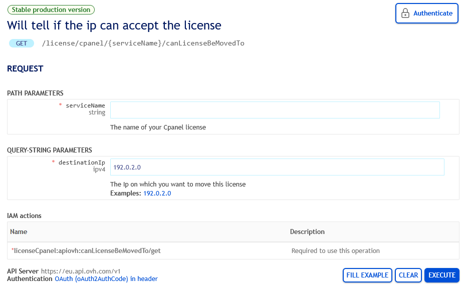 API license