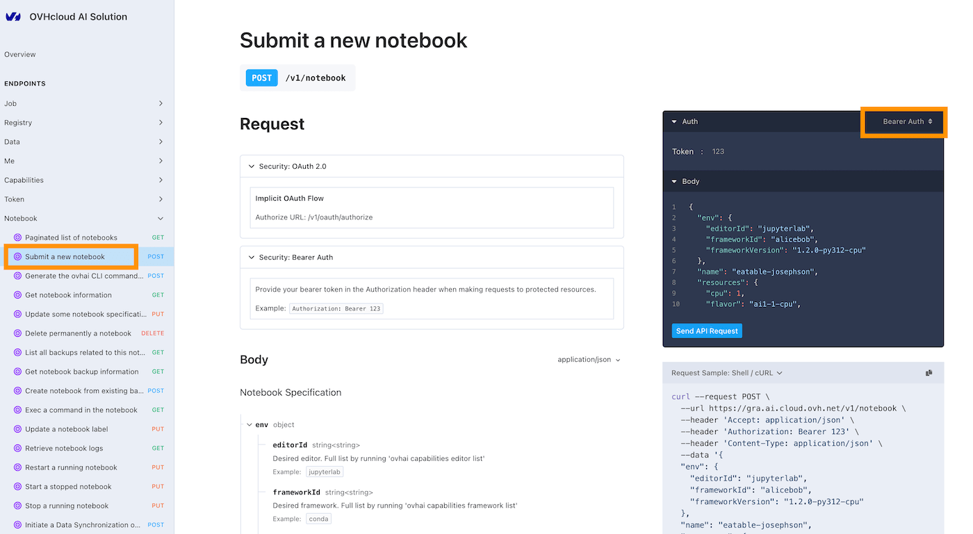 Create a Notebook API token authentication