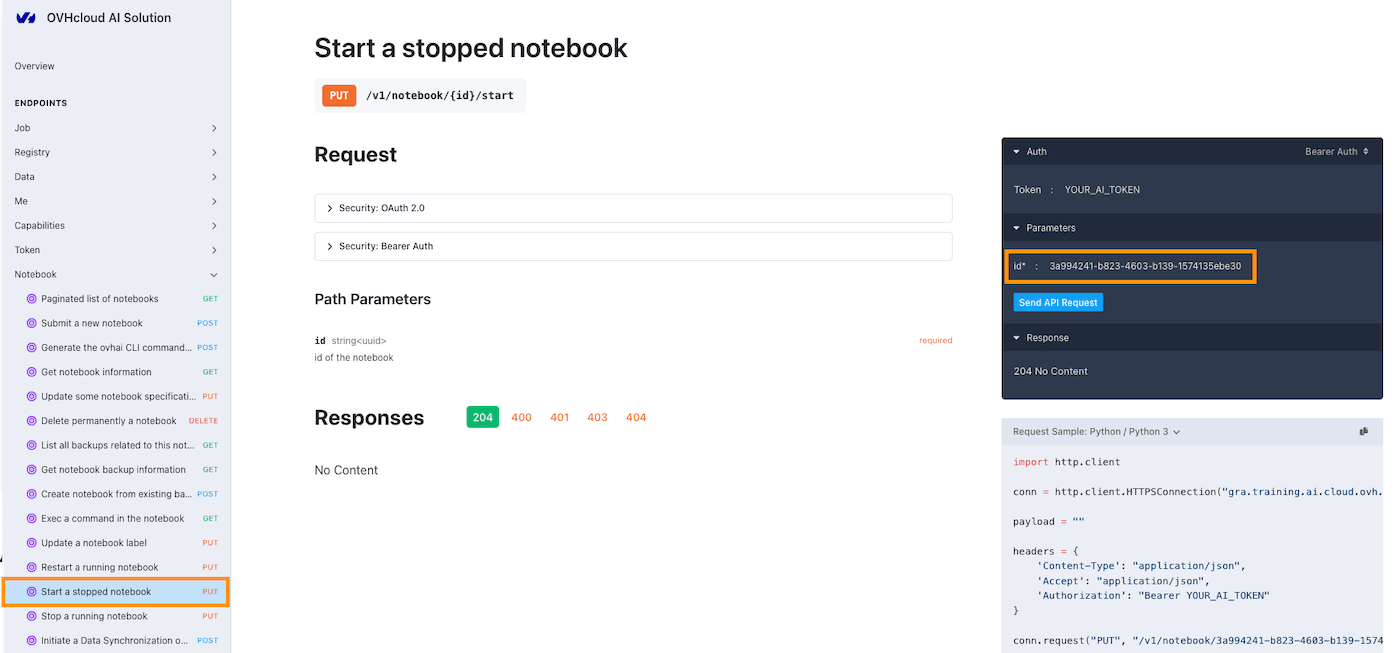 Restart a Notebook API
