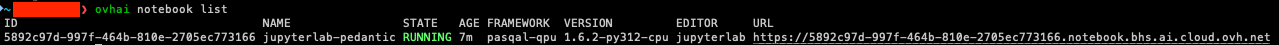 Access a Notebook ovhai CLI