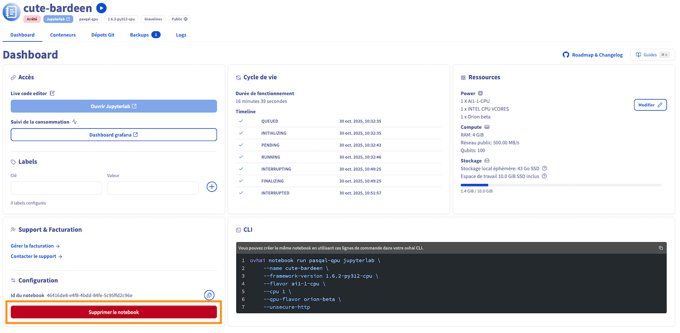 Delete a Notebook Control Panel manager