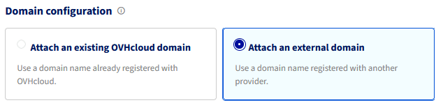 Add tunnel at the selection step of the Attach an external domain flow