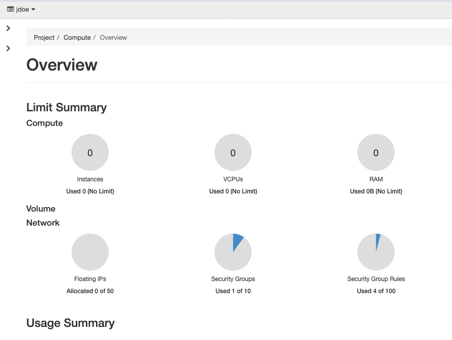 Horizon OpenStack interface