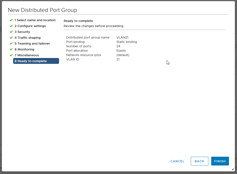 portgroup finalisation