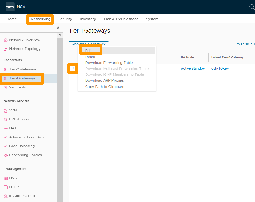 Add route on ovh T1 01