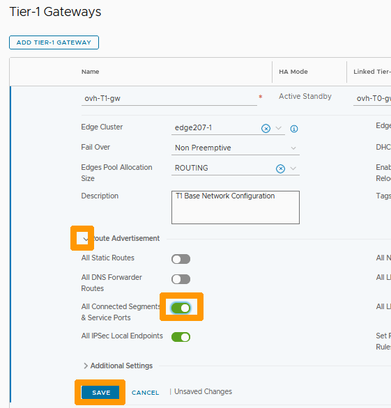 Add route on ovh T1 02