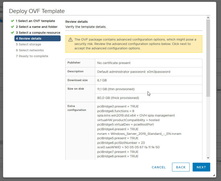 Detalles de la plantilla
