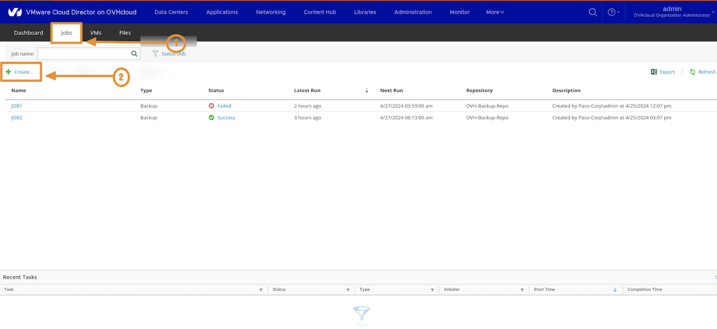 Public VCF as-a-Service Backup Job Veeam creation