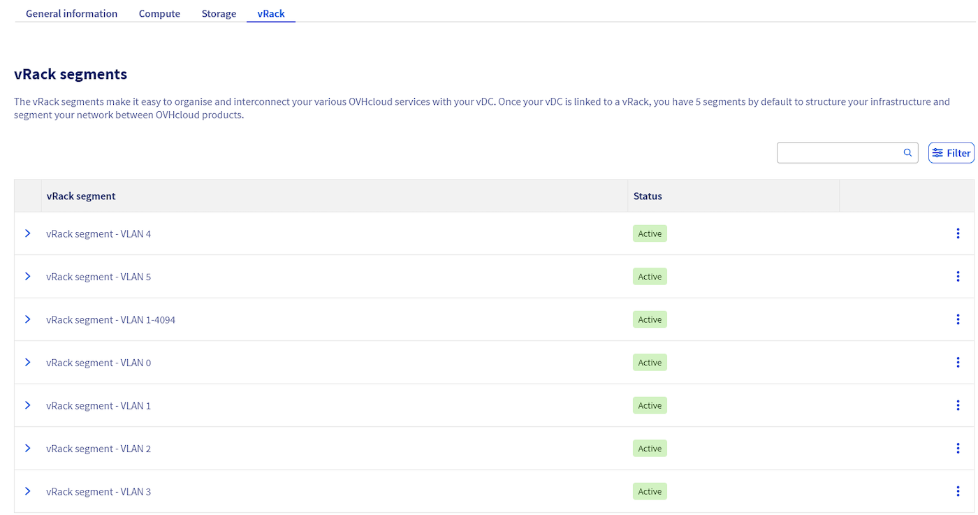 Select the vRack tab