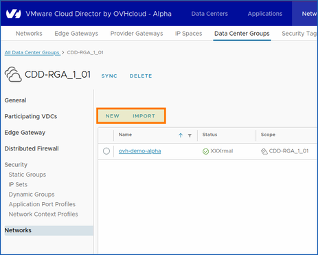 Public VCF as-a-Service Network Datacenter Groups Network Creation