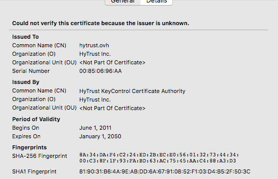 certificate thumbprint