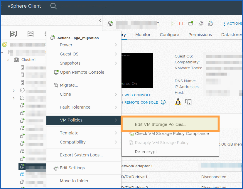 VM encryption storage