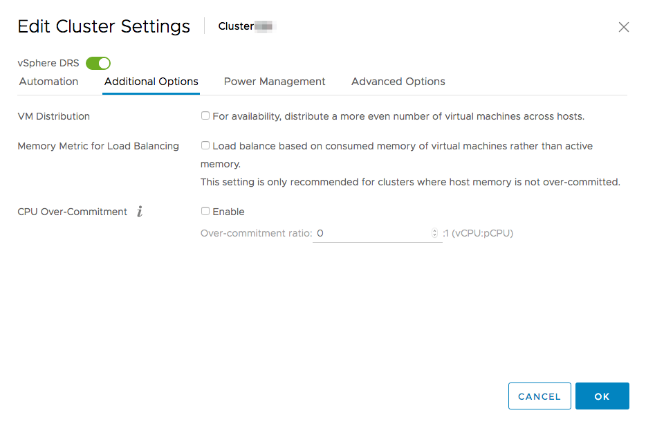 Opciones adicionales DRS