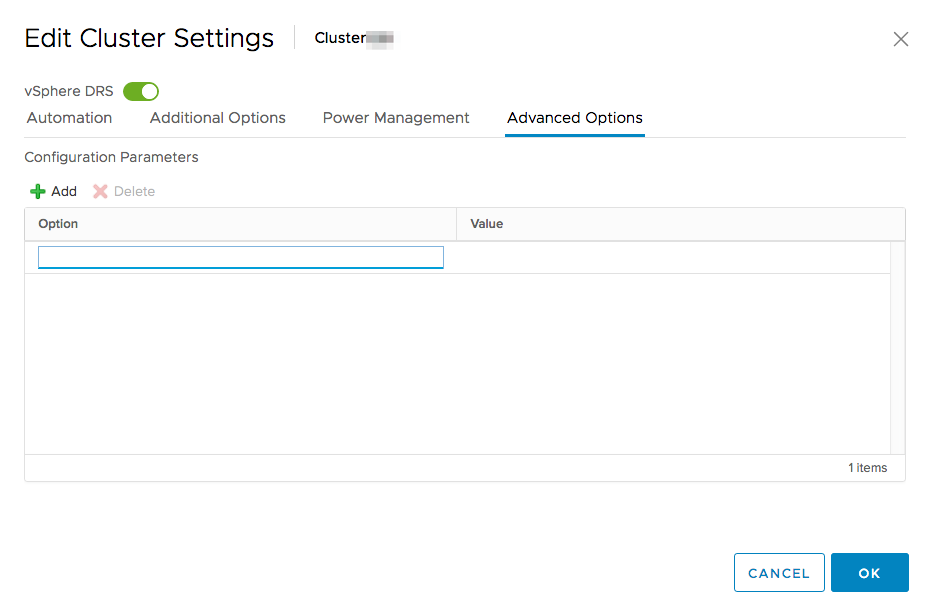 opciones avanzadas drs