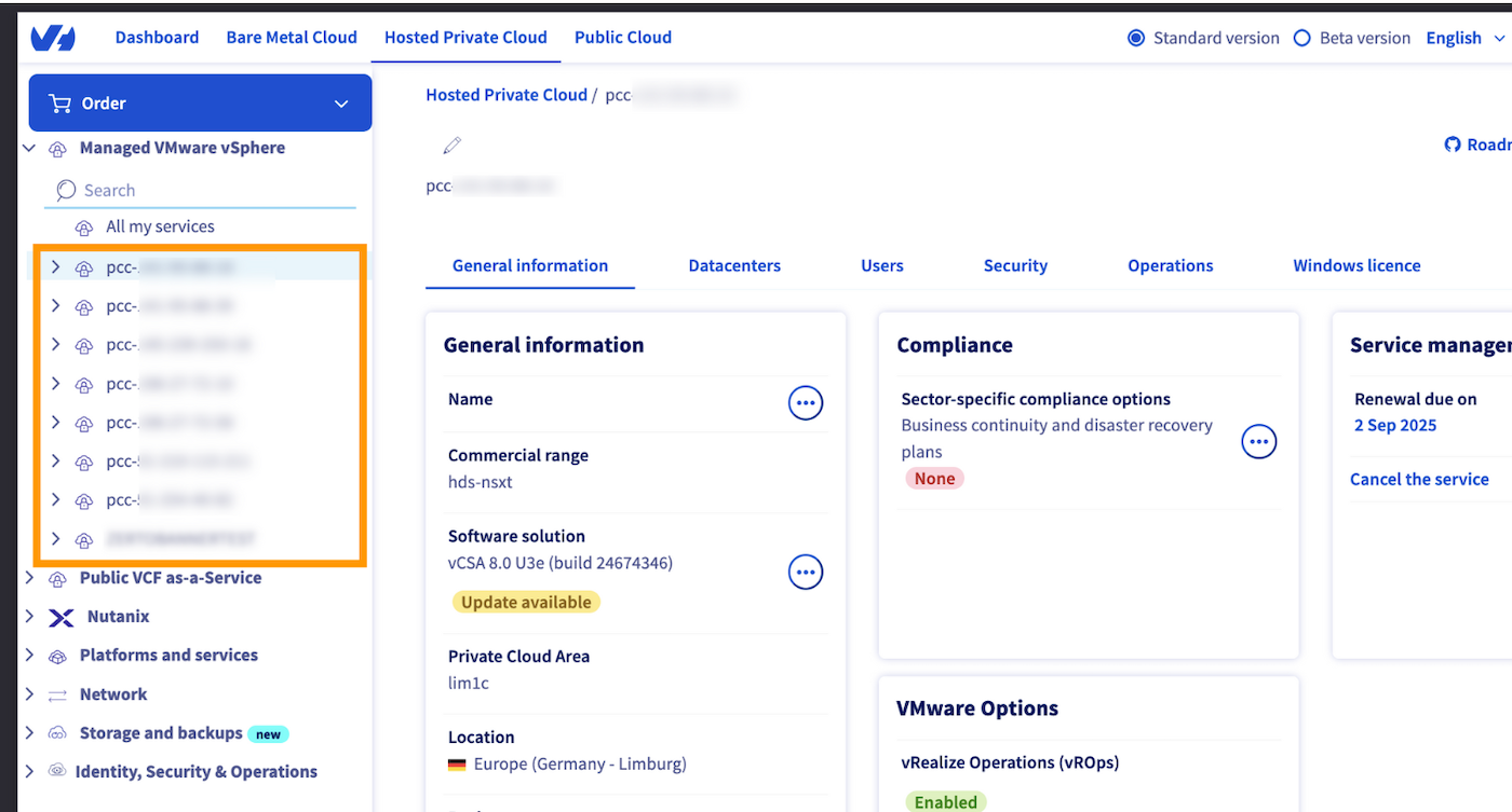 Access Hosted Private Cloud