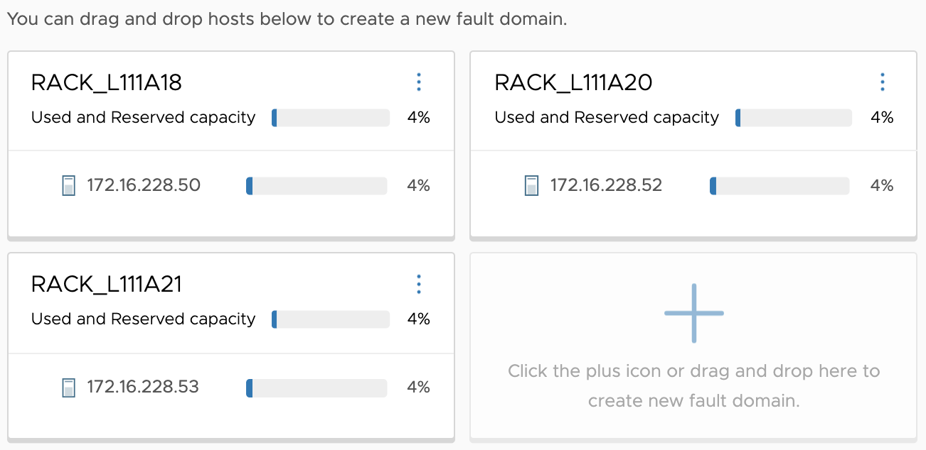 aggiunta multipli fault domains