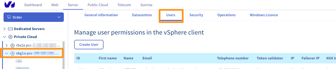 Utente vSphere
