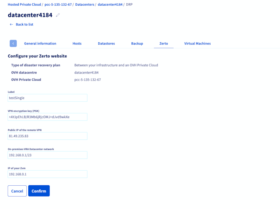zerto manager add onprem zerto