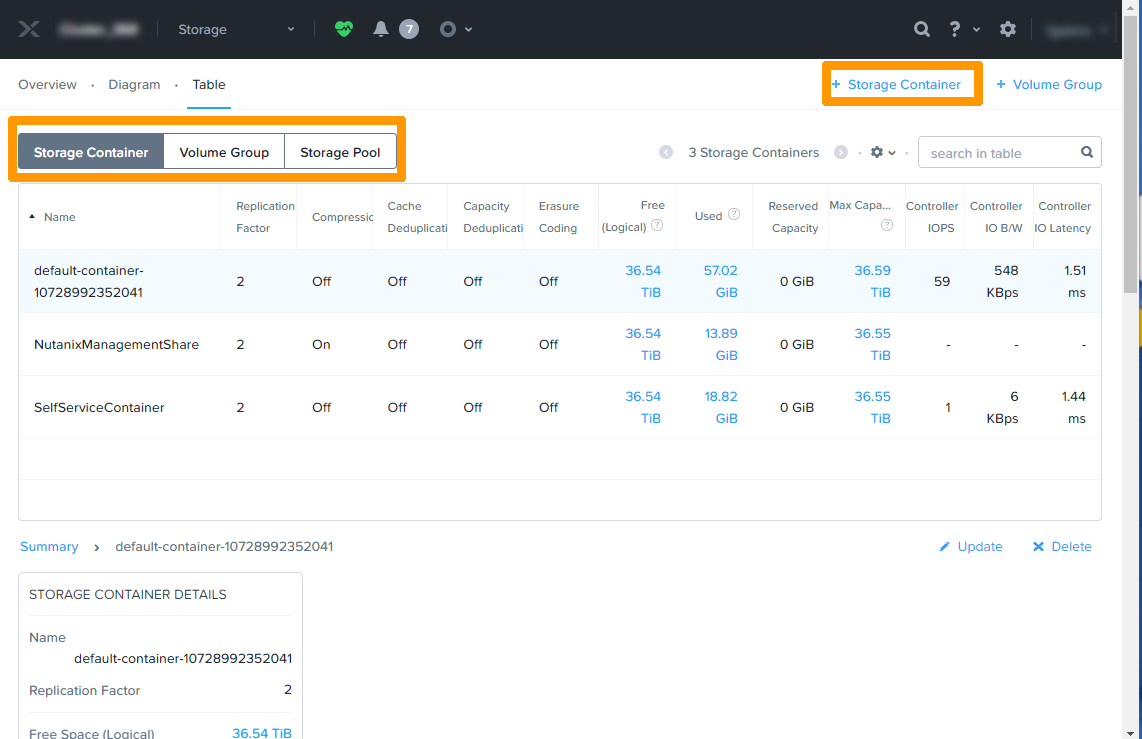 Storage Container Dashboard