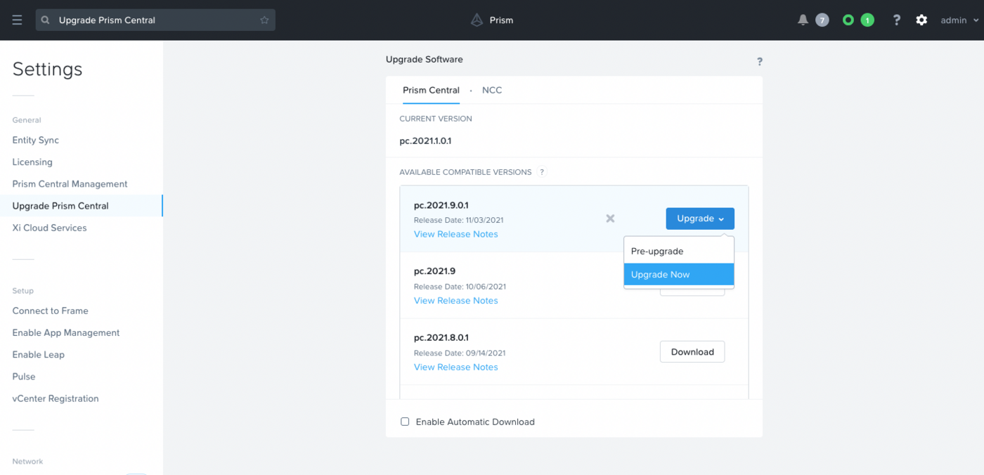 Prism Available upgrade