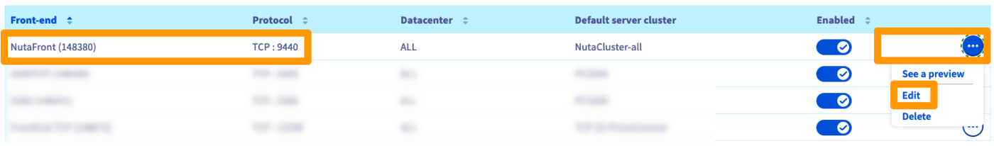 edit Front-End Prism Central
