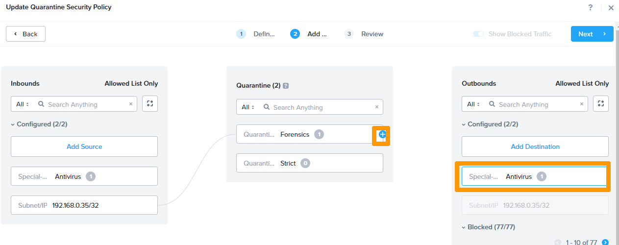 Configure Quarantine 19