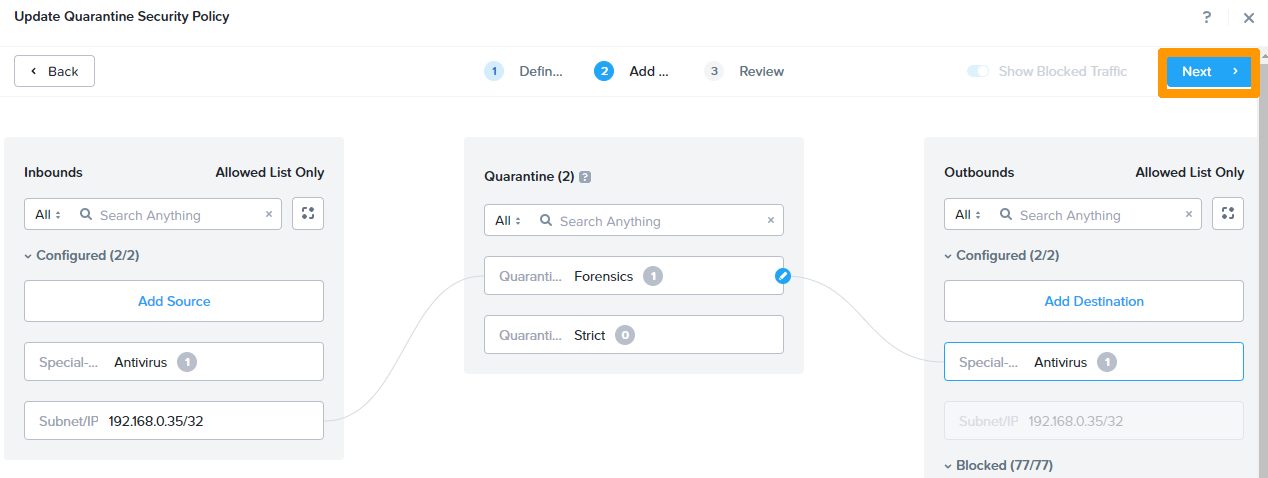 Configure Quarantine 21