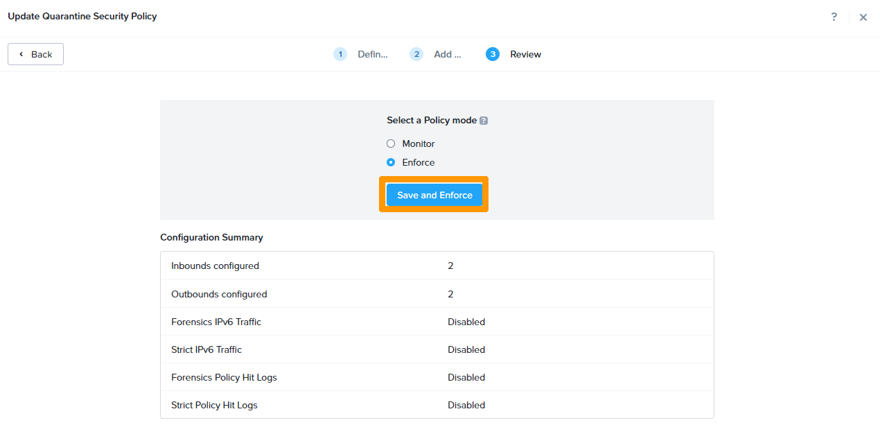 Configure Quarantine 22