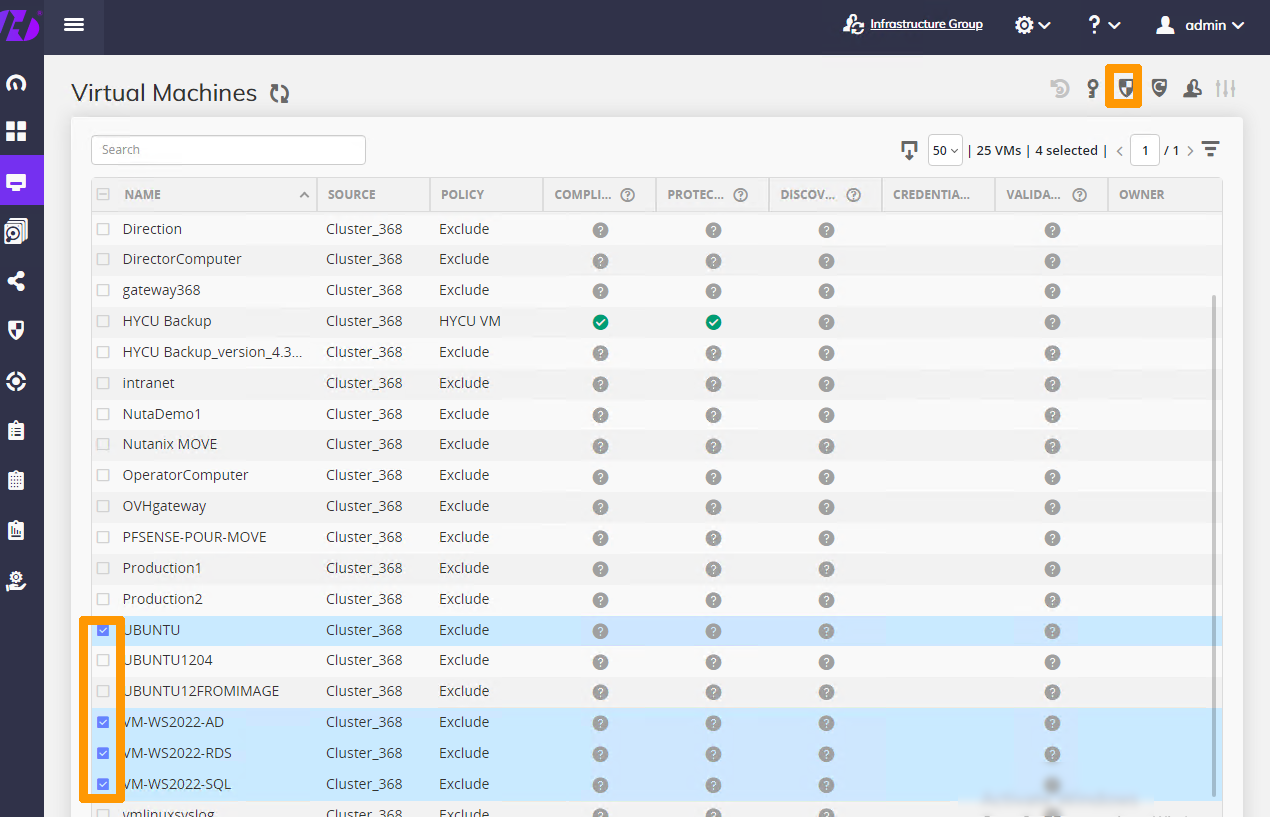 Affect policy to HYCU VM 01