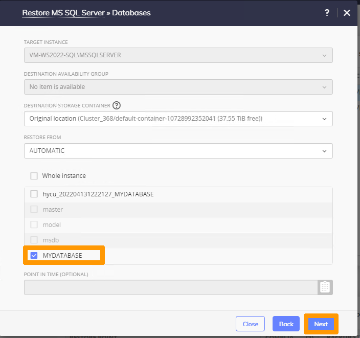 Restore Application 04