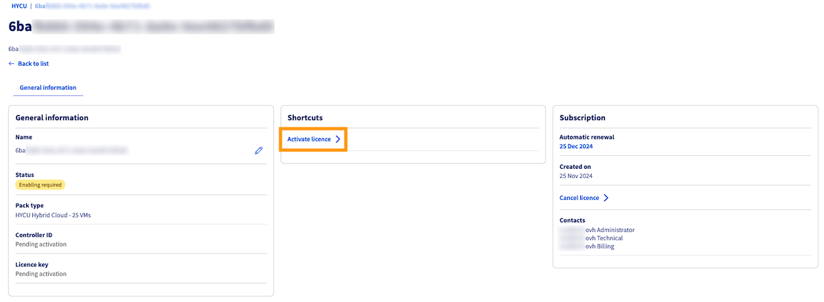 Activate a HYCU license