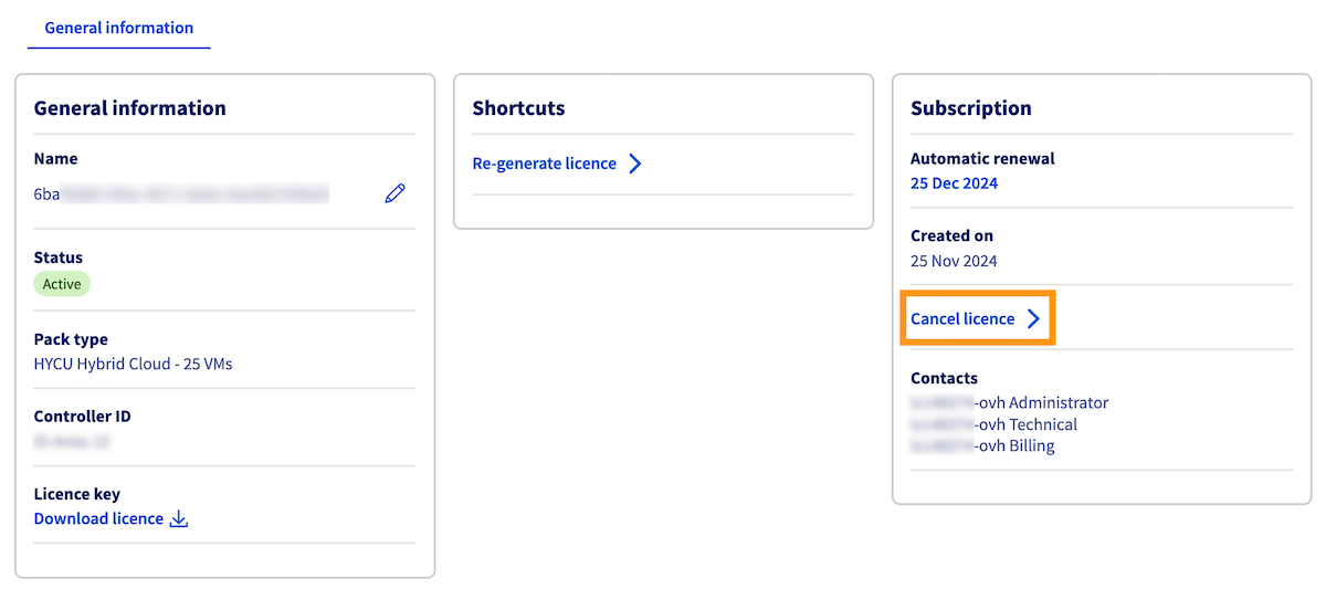 Cancel HYCU subscription