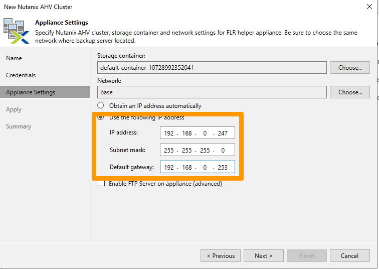 Addon Cluster Nutanix to Veeam 09