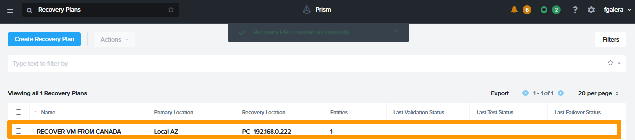 Create Recovery Plan 09